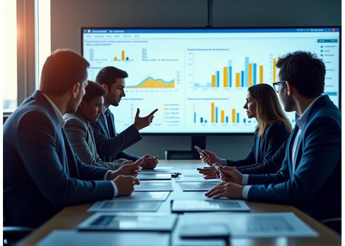 시장 트렌드와 경쟁 환경을 분석하는 비즈니스 전문가들