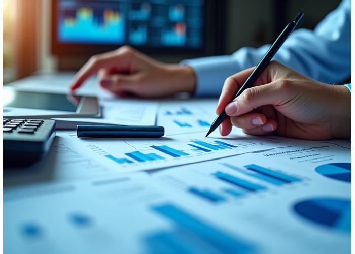 재무 보고서와 데이터를 분석하는 전문가의 모습