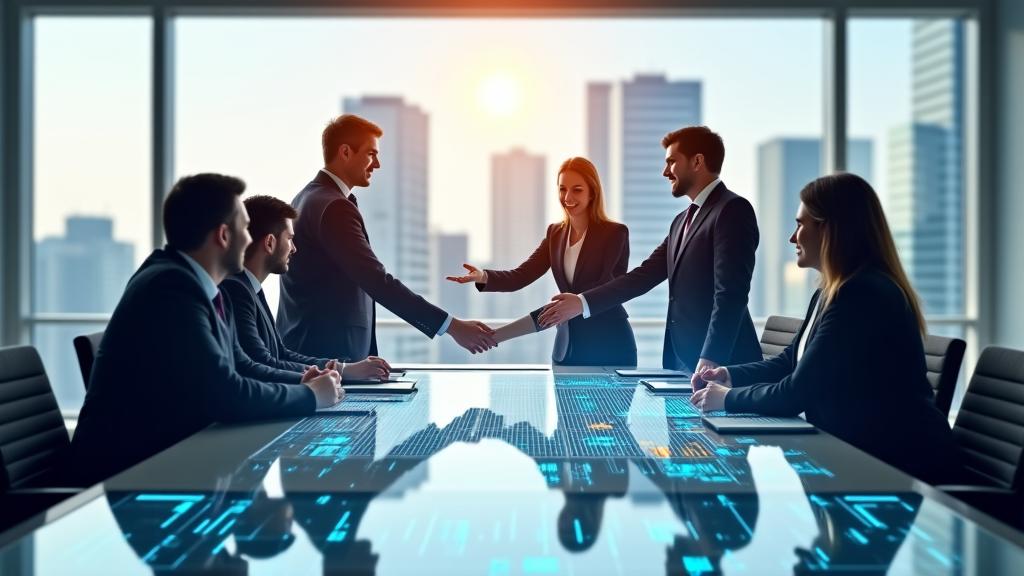 성공적인 비즈니스 협력을 상징하는 팀 미팅